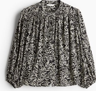 H&M Bluse mit Ballon&auml;rmeln - Schwarz/Gemustert