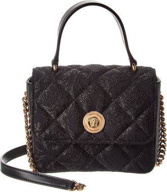 Versace La Medusa Quilted Canvas & Leather Shoulder Bag