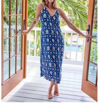 Printfresh Womens Eco Satin Nightime Dress In Navy