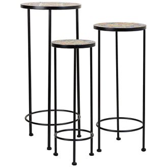 Wanderlust Deco Wanderlust Deco - Set 3 Soportes De Mosaico Y Metal Negros