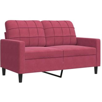 vidaXL Sof&aacute; De 2 Plazas De Terciopelo Rojo Tinto 120 Cm Vidaxl