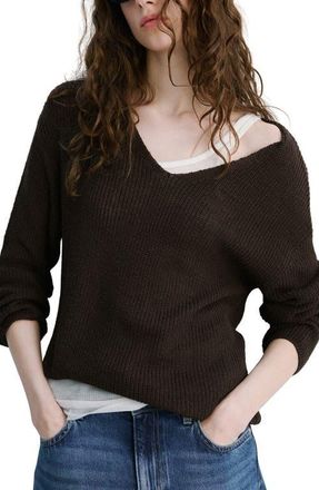 Mango V-Neck Sweater in Chocolate at Nordstrom, Size X-Small