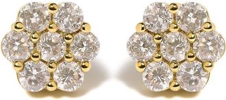 House of Brilliance 14K Yellow Gold 3.0 Cttw Diamond Floral Cluster Stud Earring