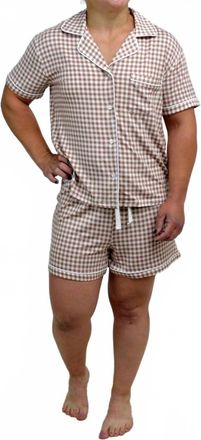 Thread & Supply Nella Pajama Set In Brown Gingham