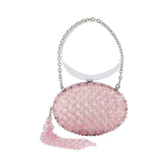 Self Portrait Oval Crystal Chain Clutch - female - Self Portrait - Clutches - Pink - ONE SIZE - Bags