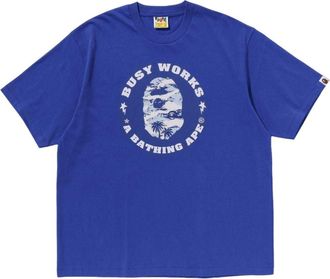 A Bathing Ape Palm Tree Camo Busy Works Sta Relaxed Fit T-Shirt Blue 1L30-110-319-BLU
