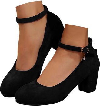 Generic Traditional Shoes Womens Elegant Comfortable Dirndl Shoes Wide Feet Shoes with High Block Heel Wild Leather Look Platform Shoes Classic Plain for Okto