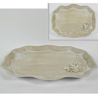 Trade Shop Trade Shop - Vassoio In Legno Chiaro Shabby Chic Decorazione Casa Cucina Con Fiore In Rilievo