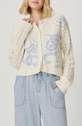 Splendid Gracie Jacquard Cardigan in Yellow Shell Paisley at Nordstrom, Size X-Small