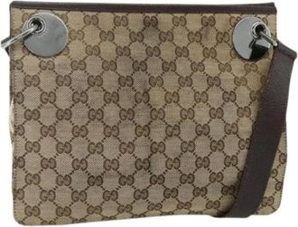 Gucci Pre-owned Cross Body Bags, female, Beige, Size: ONE SIZE Pre-owned Vintage GG Canvas Shoulder Bag