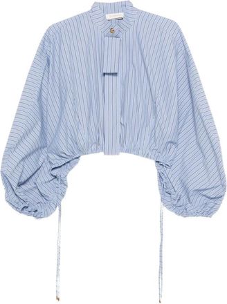 Zimmermann Blouses, female, Blue, L, Drawstring Stripe Blouse