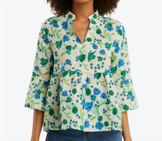 Draper James Maya Top In White Field Poppy
