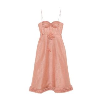 Zimmermann Midi Dresses, female, Pink, Size: S Luna Midi Dress