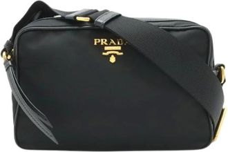 Prada Pre-owned Cross Body Bags, female, Black, Size: ONE SIZE Pre-owned Nylon Leather 2way Shoulder Bag
