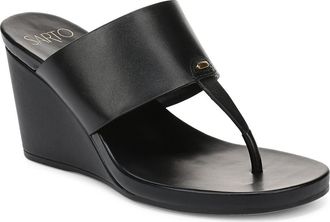 Franco Sarto Talea Genuine Calf Hair Wedge Sandal in Black at Nordstrom, Size 7.5