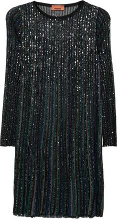 Missoni Gestreepte verfraaide jurk - Zwart