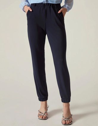 James Lakeland Womens Navy Jersey Jogger Trousers - Black - Size: 20
