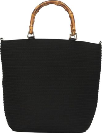 Gucci Bamboo Black Canvas Handbag (Pre-Owned)