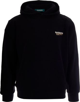 Barrow Black Cotton Hoodie with Bear Graphic and Logo