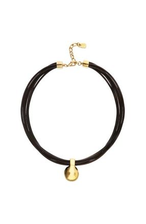 UNOde50 Leather necklace with large 18k gold-plated dial at Nordstrom