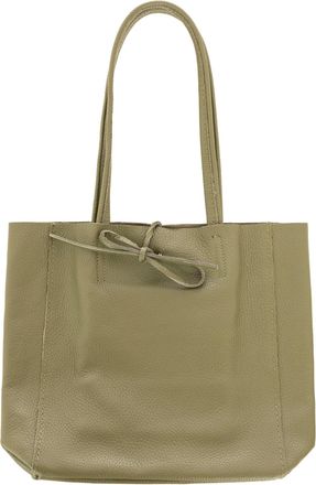 Zwillingsherz Tragetasche ZWILLINGSHERZ Ledershopper Small, Damen, khaki, Leder, unifarben, Taschen Tragetasche, mit Schulterhenkel und Bindeband