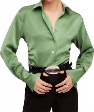 Fifteen Twenty Silky Button Down Shirt - Plus In Sage