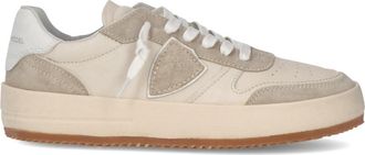Philippe Model Vintage Basketball Ge&iuml;nspireerde Milk Sneakers - Dames - Sneakers - Beige - 40 EU - Katoen - Schoenen