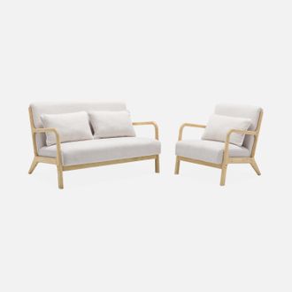 Sweeek Banco De 2 Plazas + Sill&oacute;n De Madera Con Borreguito