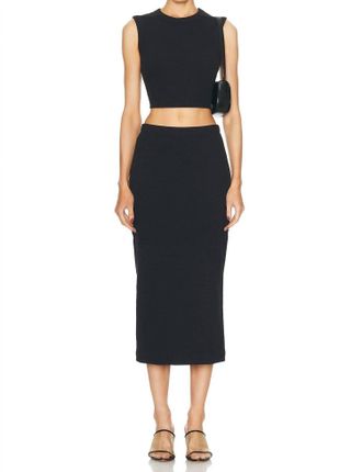 Enza Costa Textured Jacquard Skirt In Black
