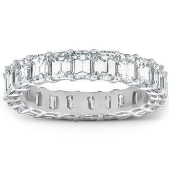 Pompeii3 Platinum 4.60 Ct Emerald Diamond Eternity Ring Womens Anniversary Band Lab Grown