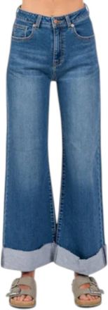 Bianco Sabrina Cuff Hem Wide Leg Jean In Medium Wash