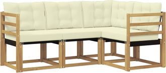 vidaXL Conjunto De Sof&aacute;s De Exterior 4 Uds. Blanco Y Crema Vidaxl