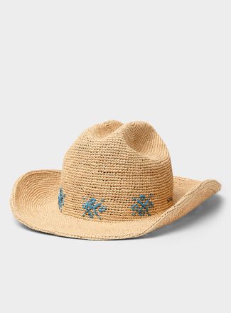 Brixton Womens Embroidered 100% raffia Western hat