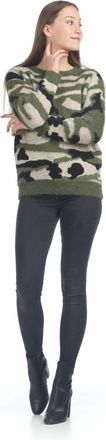 Papillon Fuzzy Camo Crewneck Sweater In Green