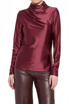 Lyss&eacute; Shalom Satin Jersey Funnel Neck Top In Maroon