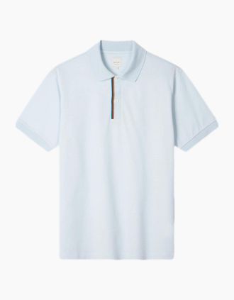 Paul Smith Mens Paul Smith Signature Stripe Trim Polo Shirt 40 Lt Blue - Size: 44