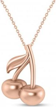 Allurez Cherries Charm Pendant Necklace 14K Rose Gold