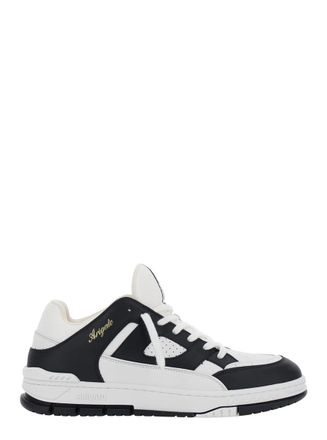Axel Arigato Area Lo Black And White Low Top Sneakers With Laminated Leather In Leather Blend Man