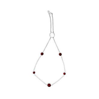 House of Brilliance 925 Sterling Silver Bezel Set Red Garnet 5 Station Adjustable Bolo Bracelet in White at Nordstrom