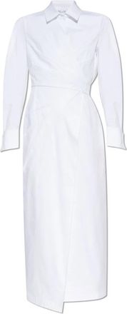 Max Mara Jurk met Balzac kraag - Dames - Shirt Kleedjes - Wit - XS - Katoen - Kleedjes