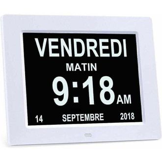 Gabrielle Reloj Digital Gabrielle Con Calendario Lcd De 8 Con Fecha, D&iacute;a Y Hora Reloj Para Personas Mayores Con Alzheimer, Ideal Para Padres (blanco)