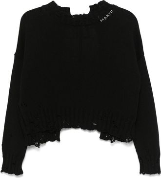 Marni dishevelled cotton sweater - Black