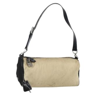 Prada Pre-owned Shoulder Bags, female, Beige, Size: ONE SIZE Pre-owned Nylon Shoulder Bag