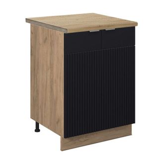 Vicco Mueble Bajo De Cocina Fame-line, Rayas Negras, 60 Cm, Et Roble, Vicco