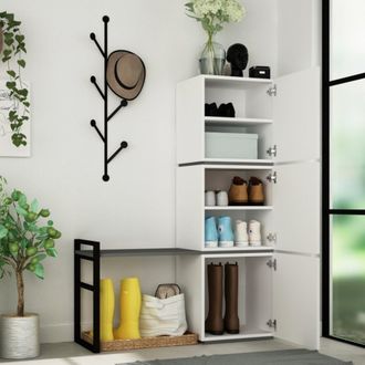 Dmora Zapatero Akoni, Armario Para 12 Pares De Zapatos, Un Estante, Una Puerta, 109x39x149h Cm Blanco