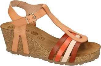 Yokono Schoenen, Dames, Beige, 39 EU, Leer, Cadiz-301 Wedge Sandal