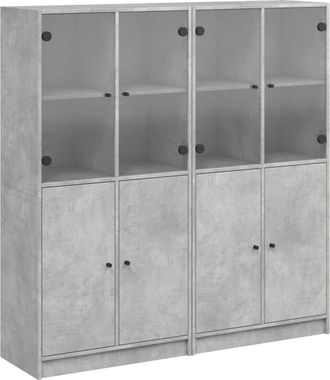 vidaXL Vidaxl - Bookcase with Doors Concrete Grey 136x37x142 cm Engineered Wood