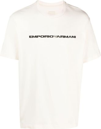 Emporio Armani logo-print cotton T-shirt - men - Cotton - M - Neutrals