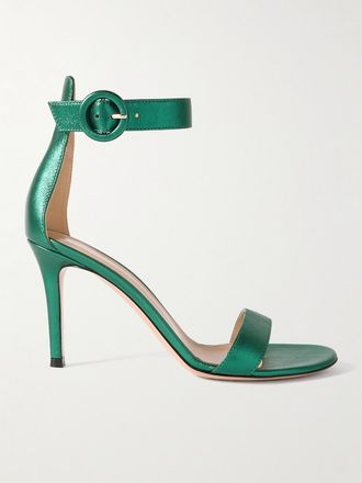 Gianvito Rossi Sandali In Pelle Metallizzata Portofino 85 - Verde