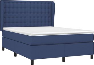 vidaXL Cama Box Spring Con Colch&oacute;n Tela Azul 140x190 Cm Vidaxl